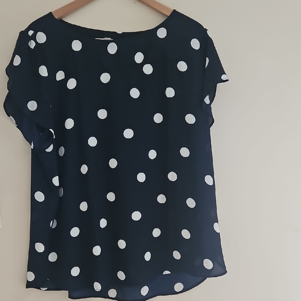 LOFT Black and White Polka Dot Blouse